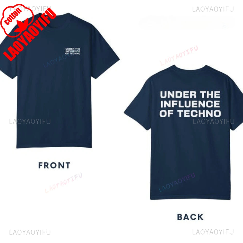 Under The Influence of Techno Rave Festival Music Party Outfit Graphic T Shirts Woman  Man Summer Music Festival Celebration - Cosmic Twink