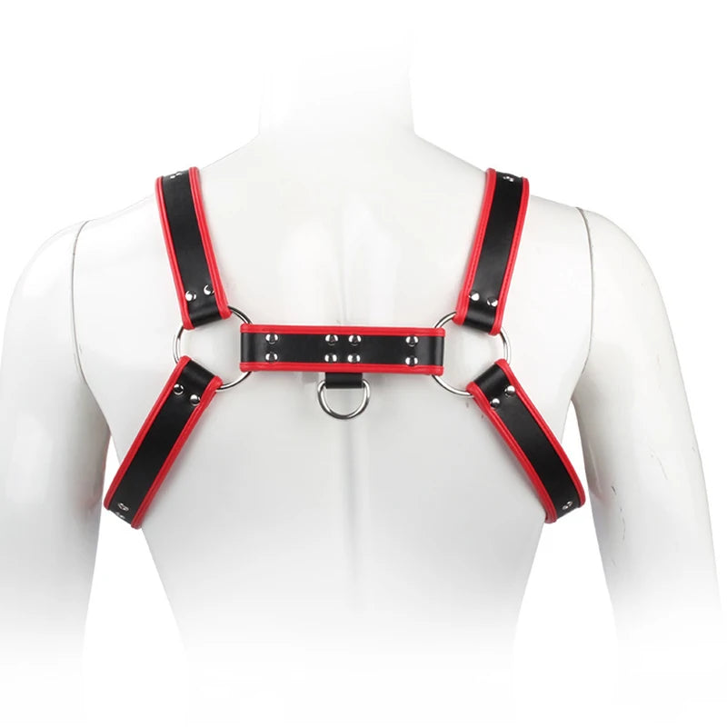 Fetish Gay Faux Leather Chest Harness Men Adjustable Sexual Body Bondage Cage Harness Belts Rave Gay Clothing for Adult Sex - Cosmic Twink