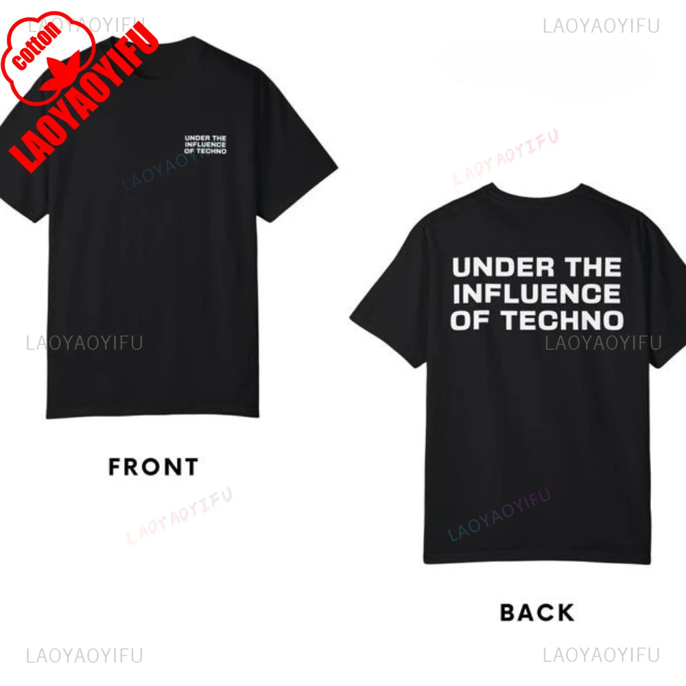Under The Influence of Techno Rave Festival Music Party Outfit Graphic T Shirts Woman  Man Summer Music Festival Celebration - Cosmic Twink