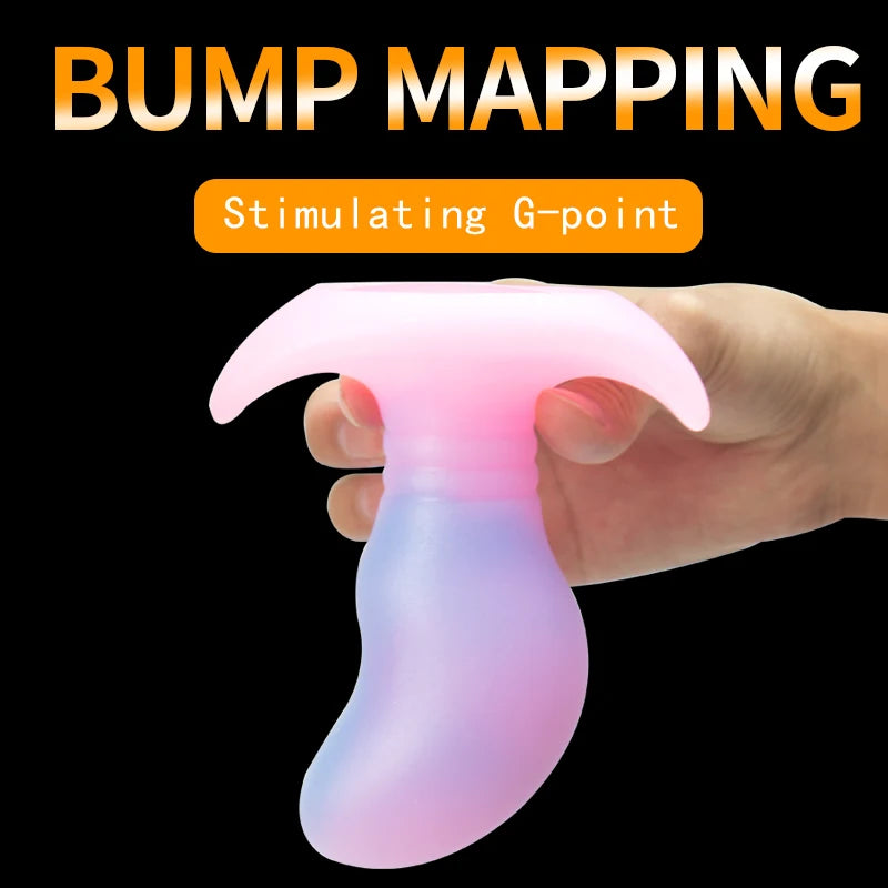 Glow in The Dark Colorful Silicone Buttocks Butt Plug Soft Women's Gay Men Prostate Massager - Cosmic Twink