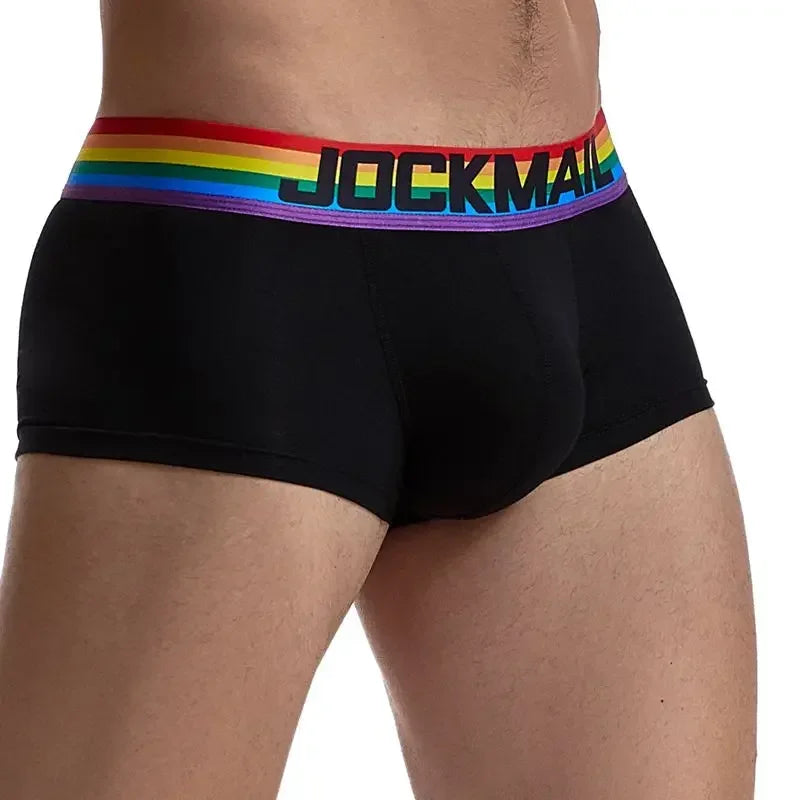 Rainbow Belt Man Underpants Boxershorts Cotton Men Boxers Male Breathable Underwear Men’s Panties Soft Boxer Briefs Balck White - Cosmic Twink