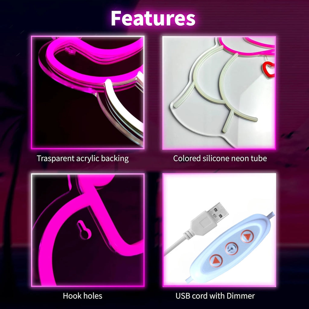 Sexy Neon Sign Dimmable Cowboy Hat Neon Lights for Bar Pub Bedroom Man Cave Game Room Party Decor Aesthetics Draw Birthday Gifts - Cosmic Twink