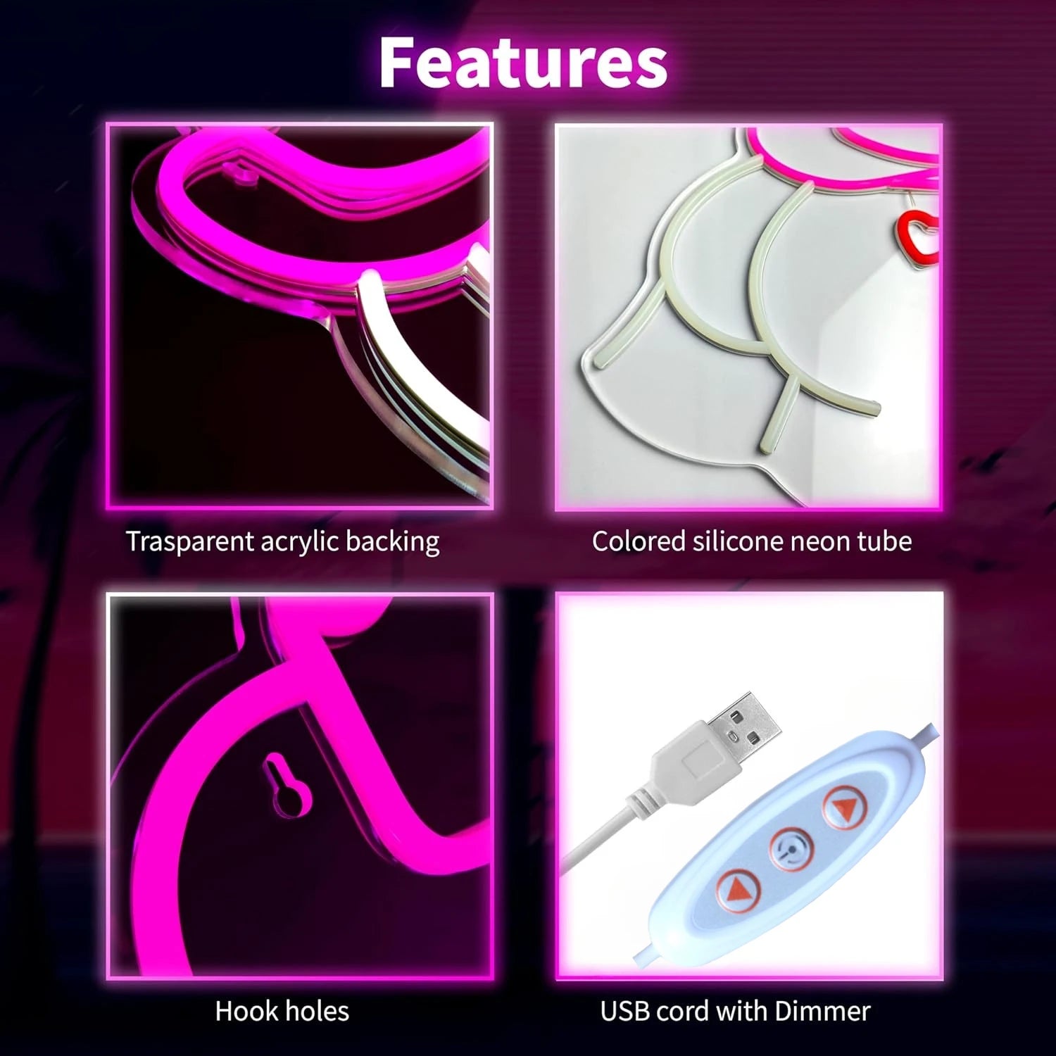 Sexy Neon Sign Dimmable Cowboy Hat Neon Lights for Bar Pub Bedroom Man Cave Game Room Party Decor Aesthetics Draw Birthday Gifts - Cosmic Twink