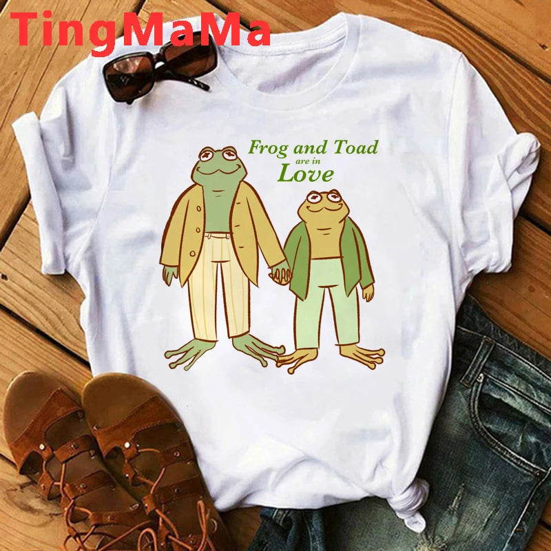 Frog and Toad Be Gay Do Crime T Shirt Men Harajuku Anime Short Sleeve Tshirt Retro Cartoon Graphic Tees Unisex Tops T-shirt Male - Cosmic Twink
