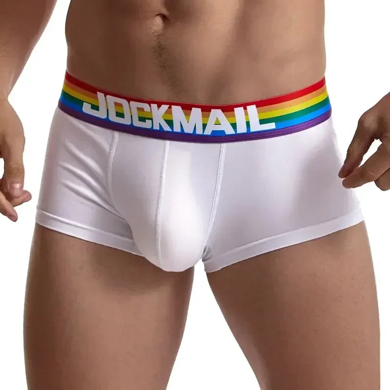 Rainbow Belt Man Underpants Boxershorts Cotton Men Boxers Male Breathable Underwear Men’s Panties Soft Boxer Briefs Balck White - Cosmic Twink