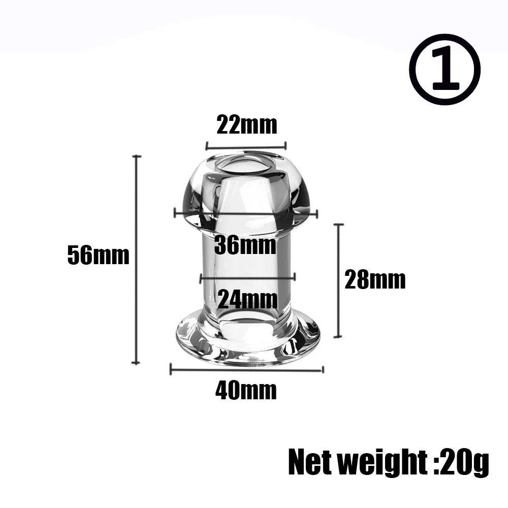 Hollow Speculum Peeking Anal Beads Butt Plug with Stopper Expander Tunnel Transparent Anus Dilation Adult Women Men Gay - Cosmic Twink