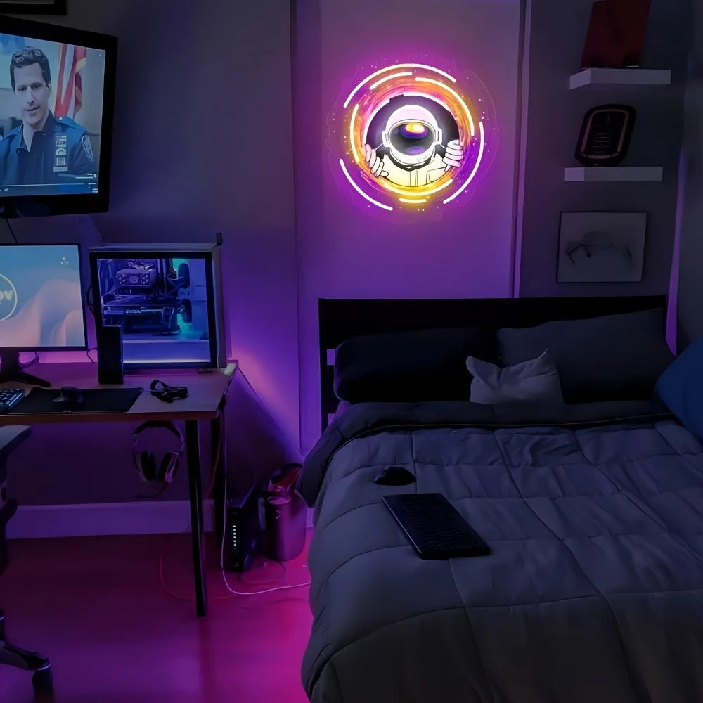 Astronaut Neon Sign Home Wall Decor USB Powered Dimmable Suitable for Game Room Party Art Shop Decor Gifts for Friends - Cosmic Twink