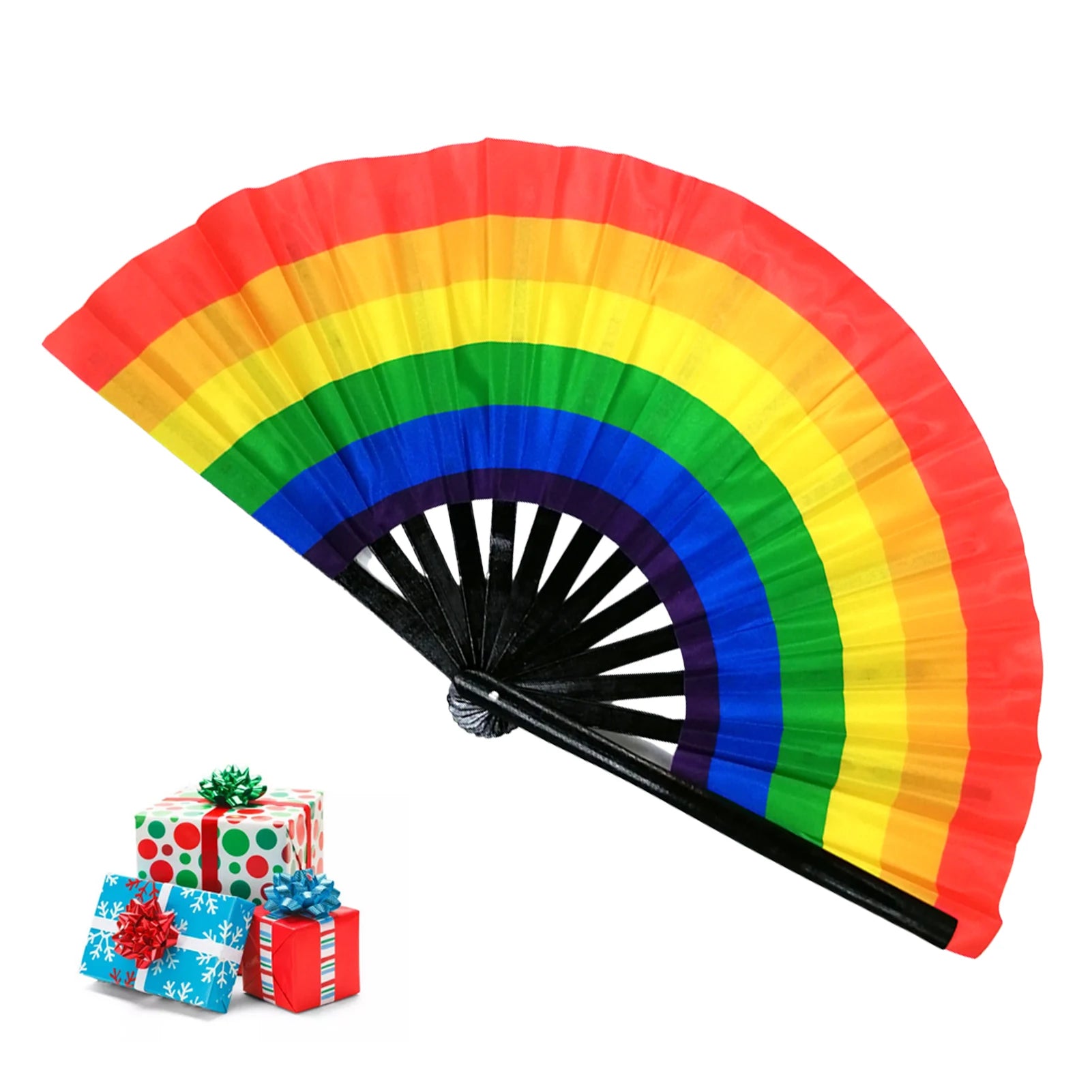 DJ Folding Fan Bar Disco Dance Fan Halloween Skull Print Hand Fan LGBT Gay Pride Rainbow Fan Chinese Kung Fu Folding Fan - Cosmic Twink