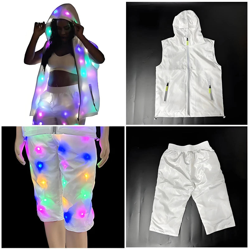 Glowing vest lumnious jacket with led lights Rave performance Dress for dancing man women night running led costume - Cosmic Twink