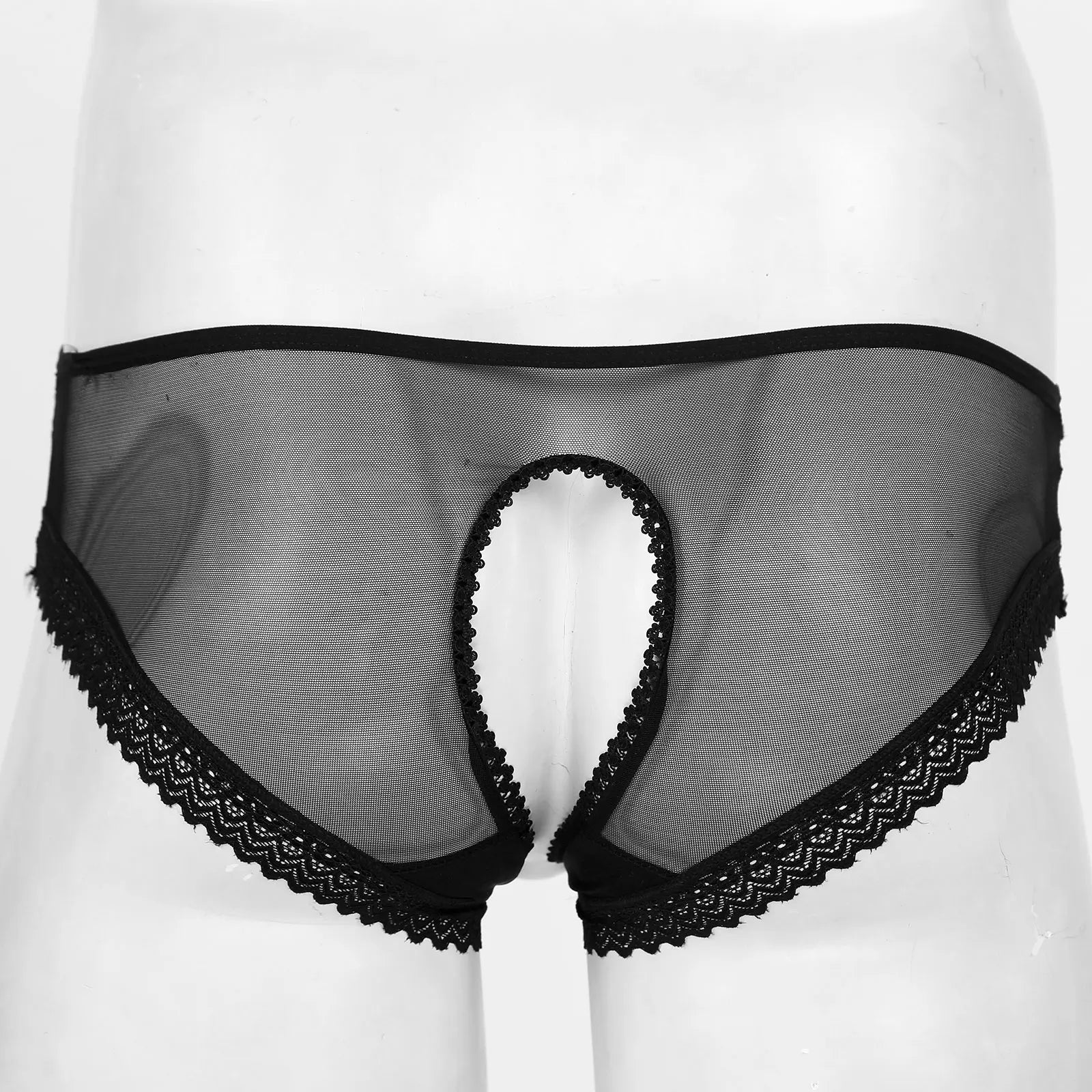 Mens Sexy Panties Lingerie Gay Male Sexy Briefs Underwear See-Through Mesh Strappy Crotchless Underpants - Cosmic Twink