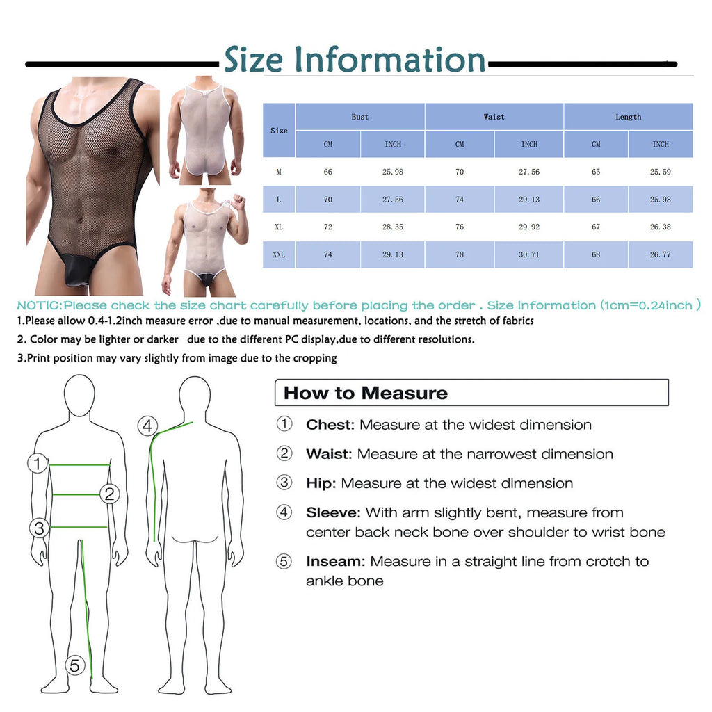 Sexy Mens Undershirts Gay Sissy Lingerie Mesh Sheer Bodysuit Wrestling Singlet Leotard Jumpsuit One-Piece Pajama Sheer Underwear - Cosmic Twink