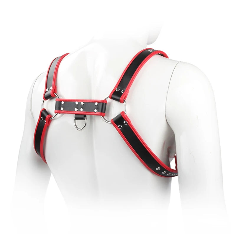 Fetish Gay Faux Leather Chest Harness Men Adjustable Sexual Body Bondage Cage Harness Belts Rave Gay Clothing for Adult Sex - Cosmic Twink