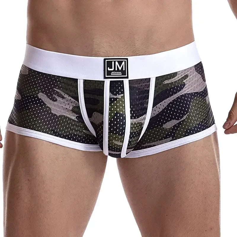 JOCKMAIL boxer men underwear men camouflage mesh underwear boxershorts men Breathable gay sexy underwear calzoncillos hombre - Cosmic Twink