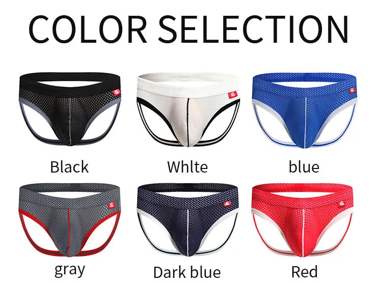 Hot-Selling Mens Sexy Gay Underwear Briefs Jockstrap Briefs G String Thongs Men Gay Penis Pouch Panties Low Rise Male Underpant - Cosmic Twink
