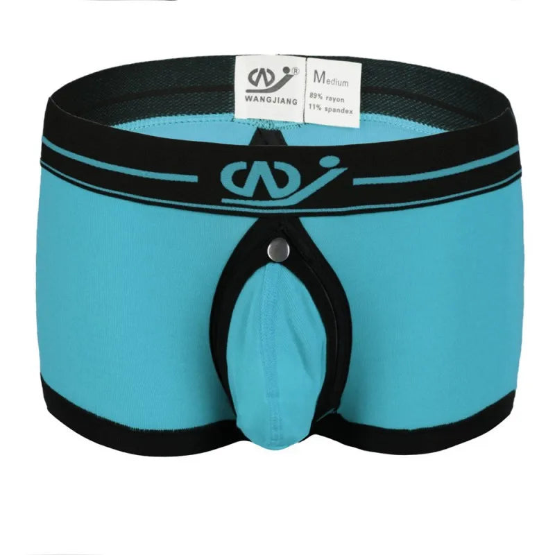 New WJ Brand Sexy Men Boxer Shorts  Trunks Low Waist Underpants Anal Opening Gay With Penis Pouch Underwear2016DPJ - Cosmic Twink