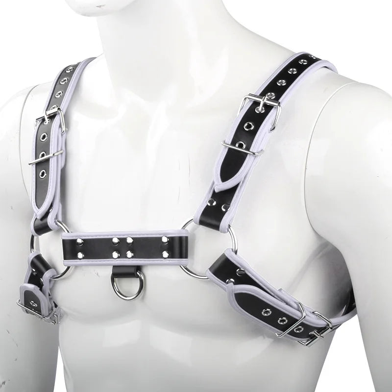 Fetish Gay Faux Leather Chest Harness Men Adjustable Sexual Body Bondage Cage Harness Belts Rave Gay Clothing for Adult Sex - Cosmic Twink
