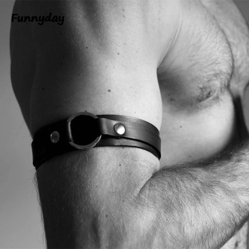 Gay Rave Harness Sexy Faux Leather Body Chest Harness Men Steampunk Gothic Fancy Club Party Belt Bondage Costume Armband Sex - Cosmic Twink