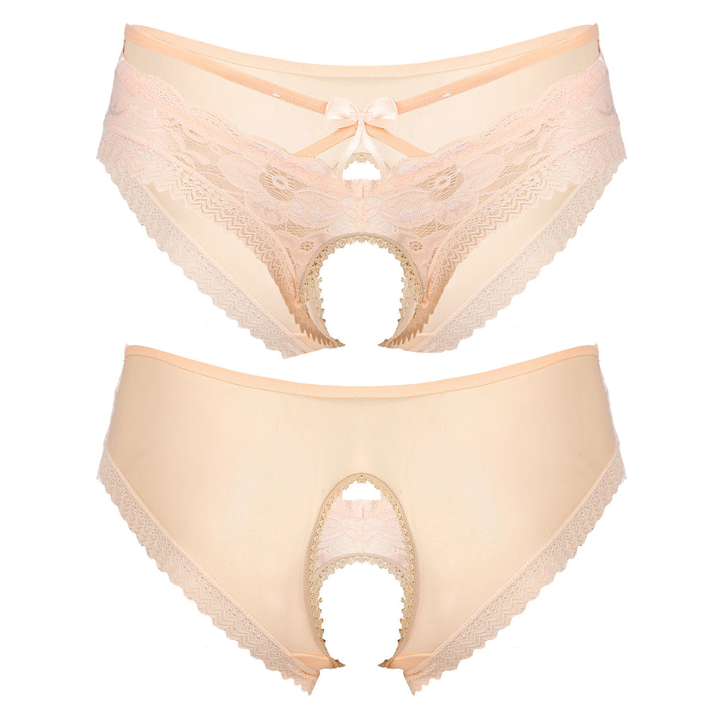 Mens Sexy Panties Lingerie Gay Male Sexy Briefs Underwear See-Through Mesh Strappy Crotchless Underpants - Cosmic Twink