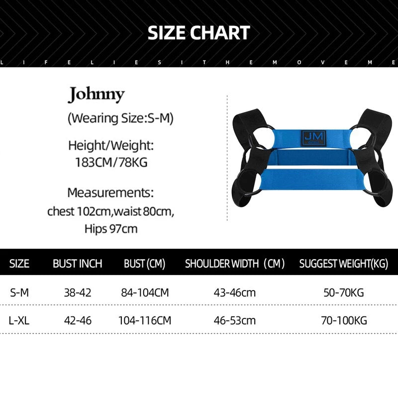 JOCKMAIL Men Halter Neck Elastic Body Chest Harness Sexy Bondage Lingerie Shoulder Straps Ring Clubwear Stage Gay Underwear New - Cosmic Twink