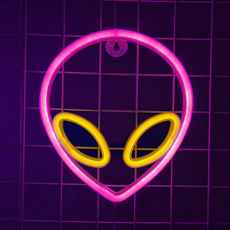 Alien LED Neon Signs Light Logo Gaming Wall lamp Funny Alien Atmosphere Lighting for Kids Gift Game Office Party Camping Decor - Cosmic Twink