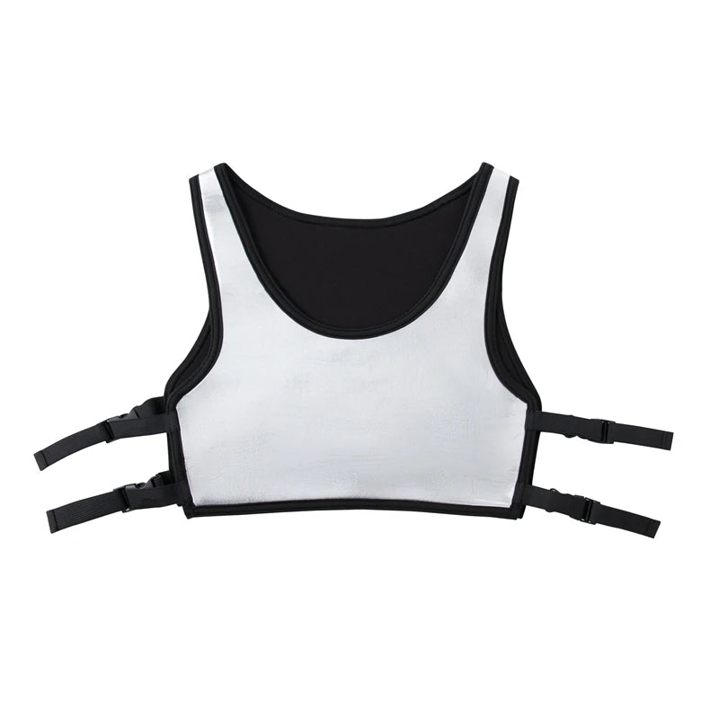 Harness Men Strap Costume Sexy Shoulder Bondage Chest Lingerie Metal Shaper Gay Men Underwear Neoprene & Metallic Leather Top - Cosmic Twink