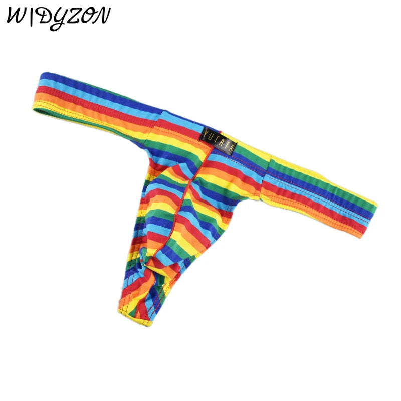 Gay Underwear Men Thongs Jockstrap Men Striped G Strings Thong Underwear Tanga Hombre Breathable Sexy Lingerie Cotton Underpants - Cosmic Twink