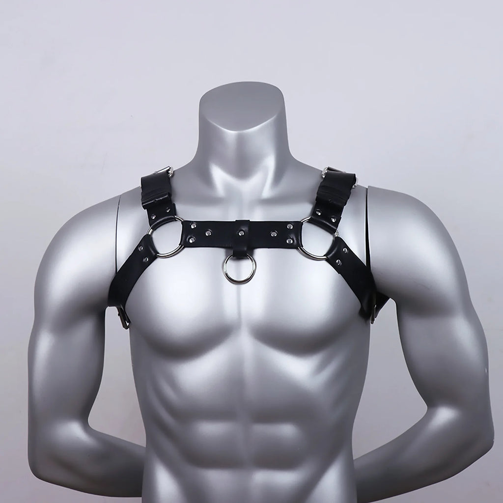 Gay Rave Harness Fetish Men Sexual Harness Belts Adjustable Leather Tops Body Chest Strap Erotic Rave Gay Clothing For BDSM - Cosmic Twink