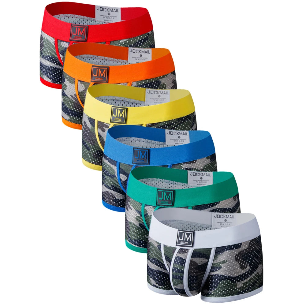 JOCKMAIL boxer men underwear men camouflage mesh underwear boxershorts men Breathable gay sexy underwear calzoncillos hombre - Cosmic Twink