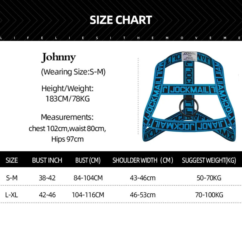 JOCKMAIL Men Halter Neck Elastic Body Chest Harness Sexy Bondage Lingerie Shoulder Straps Ring Clubwear Stage Gay Underwear New - Cosmic Twink