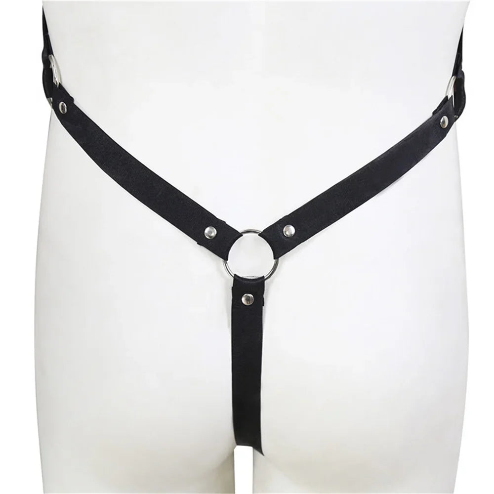 Gay Rave Harness Male Leather Lingerie Chest Crossed Harness Belts Fetish Body Bondage Clothing BDSM Sexual Straps
