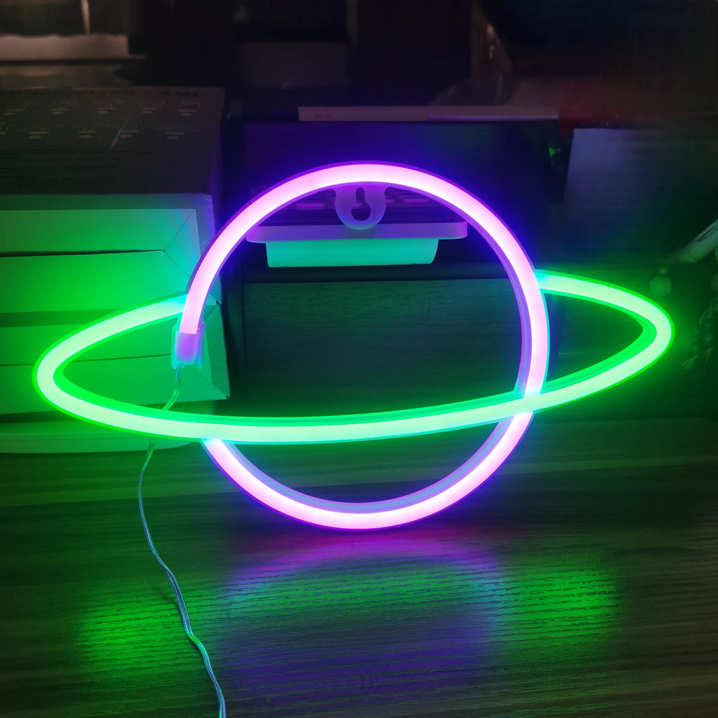 Planet Neon Sign, USB/Battery Powered Wall Decoration Sign, Bedroom, Boys and Girls Room, Game Room, Birthday Gift - Cosmic Twink