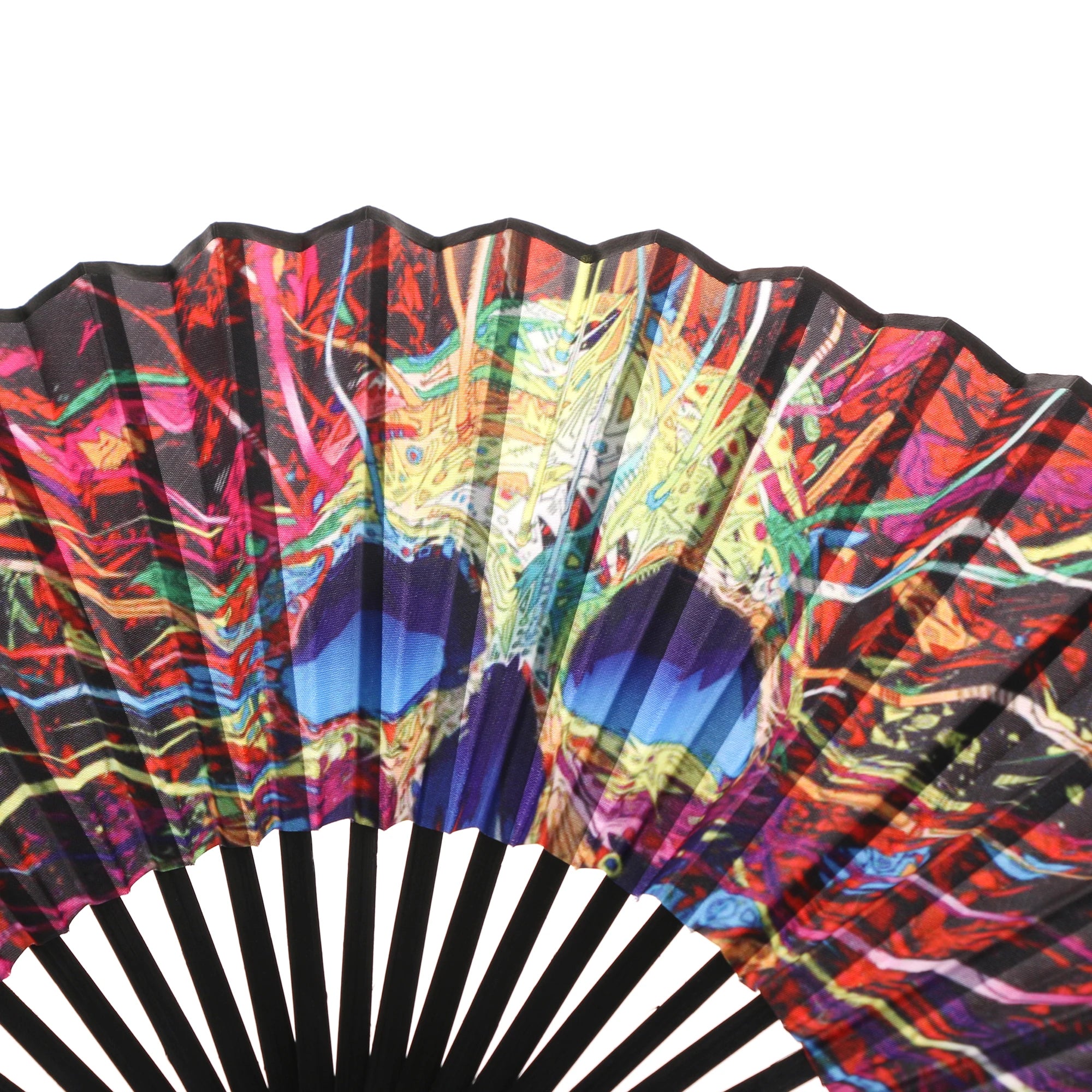 2024 Bamboo Bone Folding Fan Colorful Rave Fans Vibrant Bamboo Hand Fans for Festival Dancing Parties Decorative Gifts for Men - Cosmic Twink