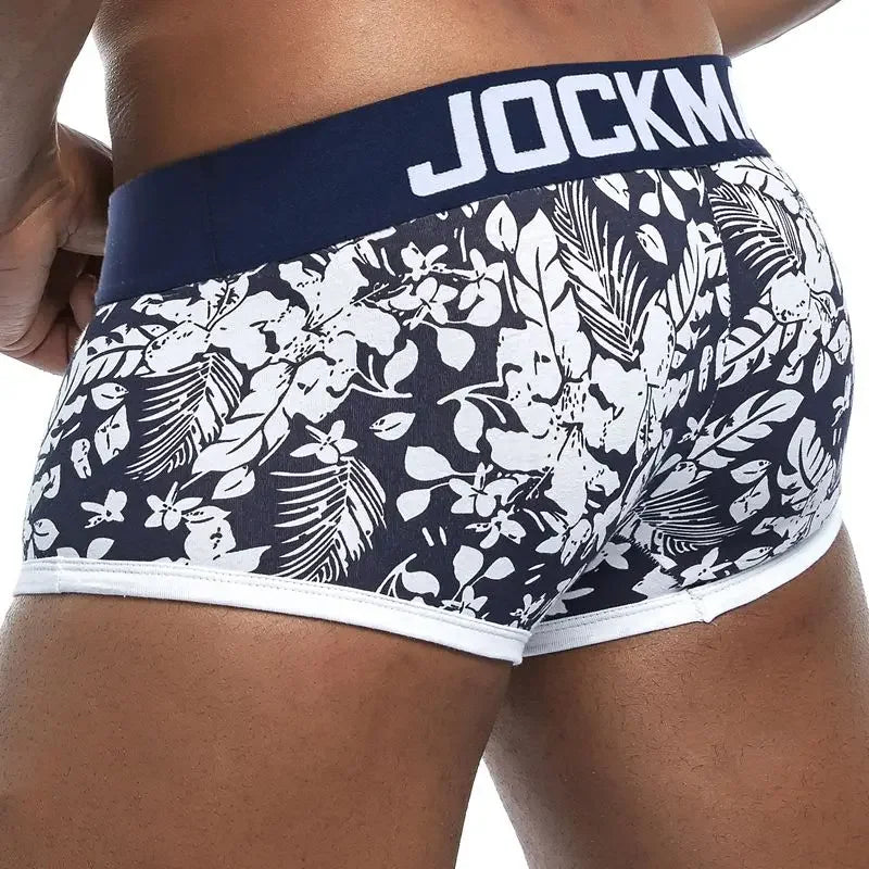 JOCKMAIL Male Panties Breathable Boxers Cotton Sexy Men Underwear U convex pouch Gay Underpants Printed 17 models boxershorts - Cosmic Twink