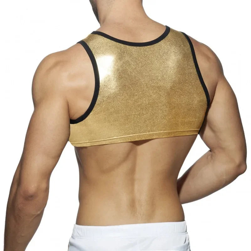 2 Piece Outfits for Men Sleeveless Crop Top and Short Pants Sets Gay Clubwear Party Kango Shorts Slim Fit Vest Tank T Shirt