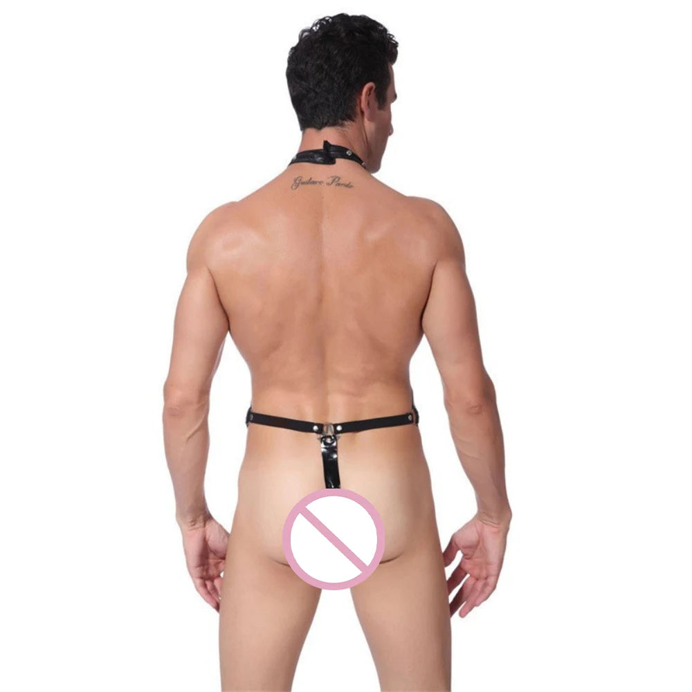 Men's Leather Chest Harness BDSM Bondage Gear Gay Fetish Straps Rave Wear Crossed Body Harness Sexy Lingerie Club Outfit - Cosmic Twink