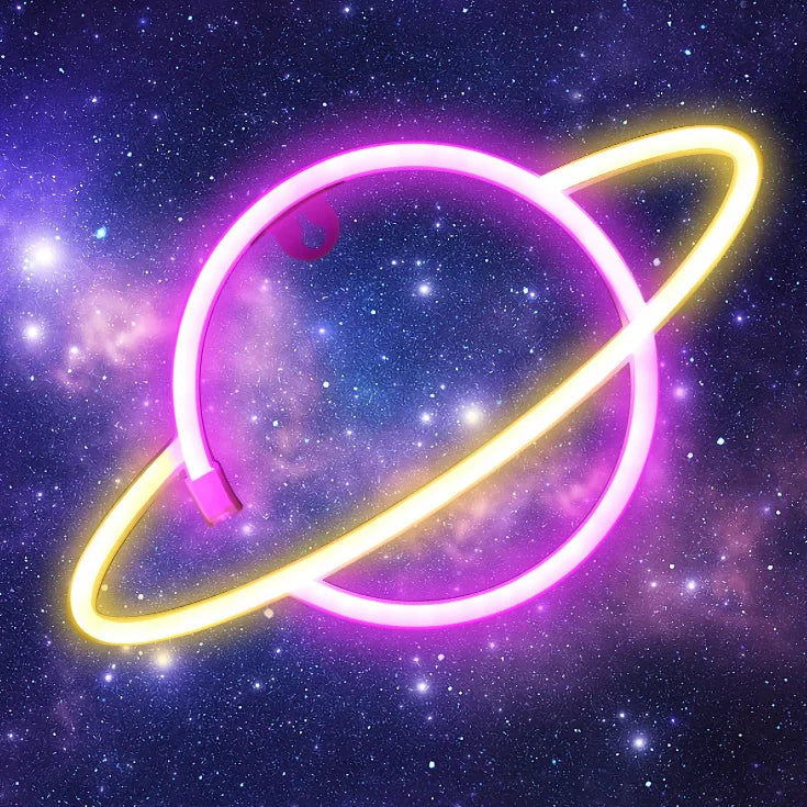 Planet Neon Sign, USB/Battery Powered Wall Decoration Sign, Bedroom, Boys and Girls Room, Game Room, Birthday Gift - Cosmic Twink